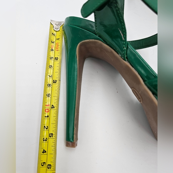 Xhileration Green Faux Patent Leather Platform Open Toed Heels sz 7 NEW - Picture 4 of 6